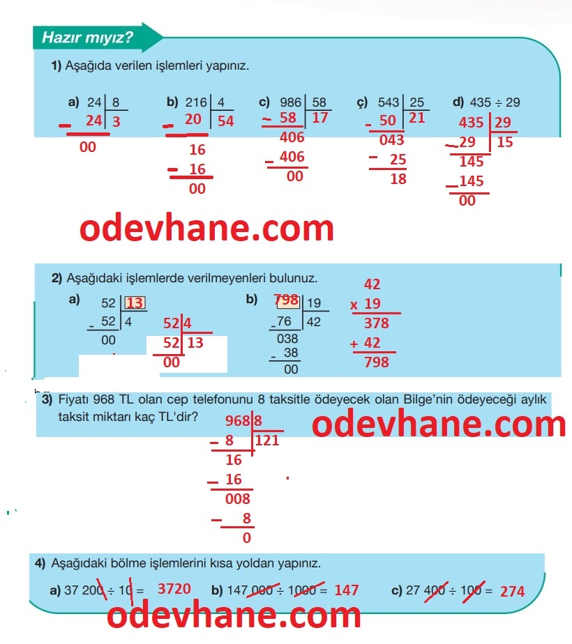 5. Sınıf Matematik Ders Kitabı Sayfa 58 Cevapları MEB Yayınları