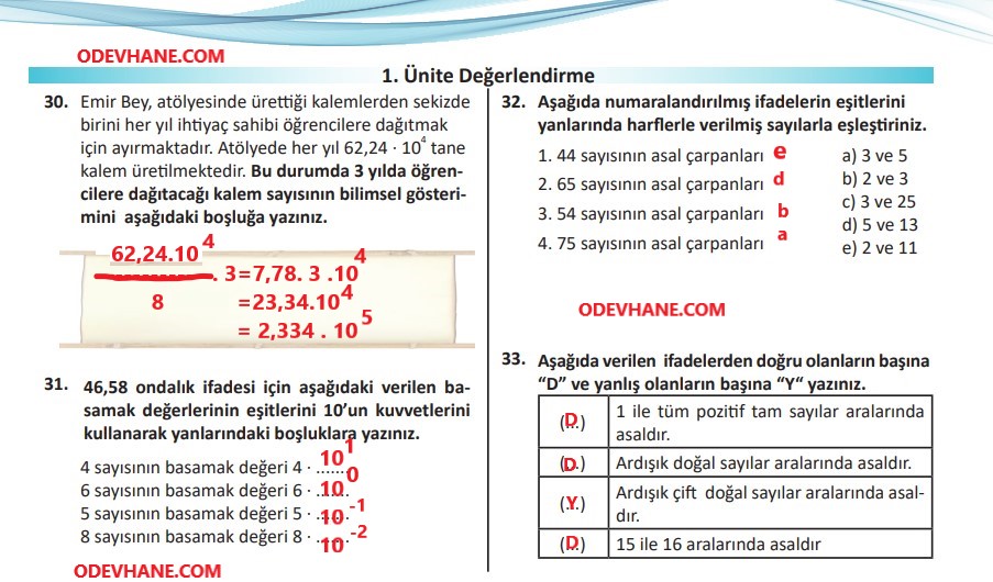 8. Sınıf Matematik Ders Kitabı Sayfa 36 Cevapları MEB Yayınları