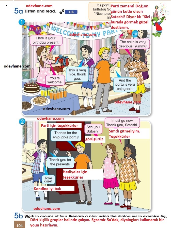 5. Sınıf İngilizce Ders Kitabı Sayfa 104 Cevapları ve Türkçe Çevirileri Başak Yayınları